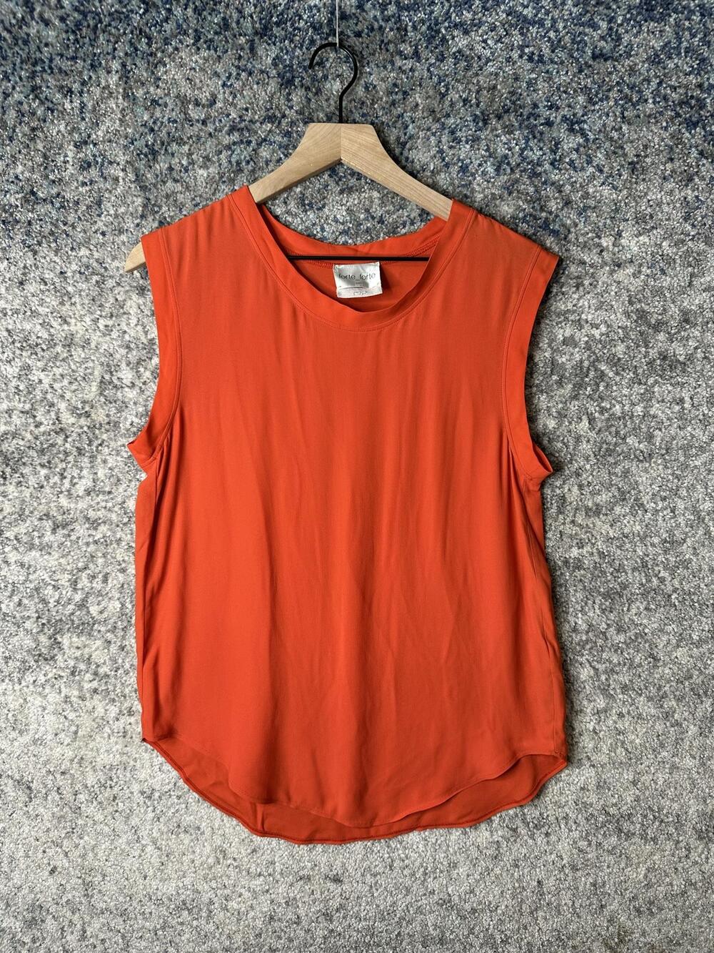 Forte_forte Tank Top Womens 0 Orange Viscose Scoop Hem Italy Sleeveless Shell
